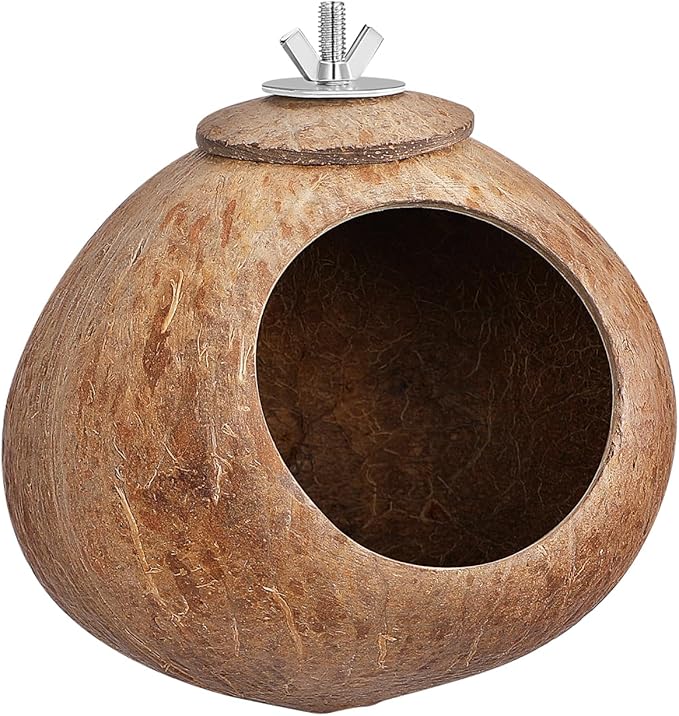 Nest for Birds Winter Warm House Natural Coconut Shell Simulation Birdhouse Grass Bird Hut Parakeet Nesting Box ¼ˆNo Blanket