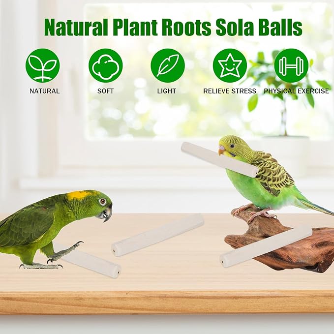 20 Pieces Bird Parrot Chew Toy Sola Sticks, Natural Parrot Soft Chew Shredding & Foraging Toy, Bird Foot Toys for Cockatiel Conure Quaker Budgie Parakeet Bunny Guinea Pig Chinchilla Rabbit