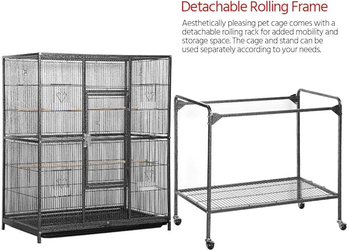 Topeakmart 63-Inch Wrought Iron Large Parrot Bird Cage Cockatiel Conure Mid-Sized Parrot Cage