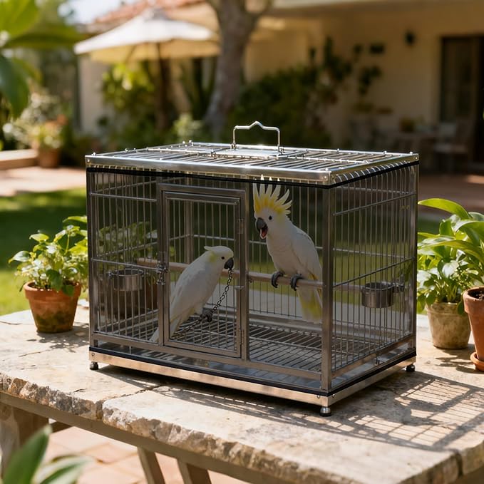 Fengek 2 Pcs Adjustable Bird Cage Cover & Seed Catcher Net - Stretchy Bird Cage Accessories for Night Cover & Seed Guard (Black, XL)