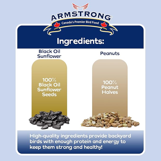 Armstrong Wild Bird Food Combo Pack - Black Oil Sunflower Seed, 25 Pounds and Peanut Halves, 4.4 Pounds - High Protein Source - Ideal for Outside Feeders