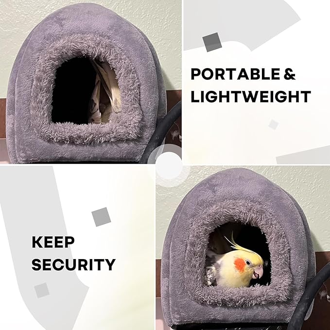 QBLEEV Winter Warm Bird Nest House, Parrot Hanging Hammock for Cages, Bird Bed Soft Plush Snuggle Hut Tent, Parakeet Cage Accessories Birds Hideaway Sleeping Bed for Budgie Cockatiel Conure Lovebird