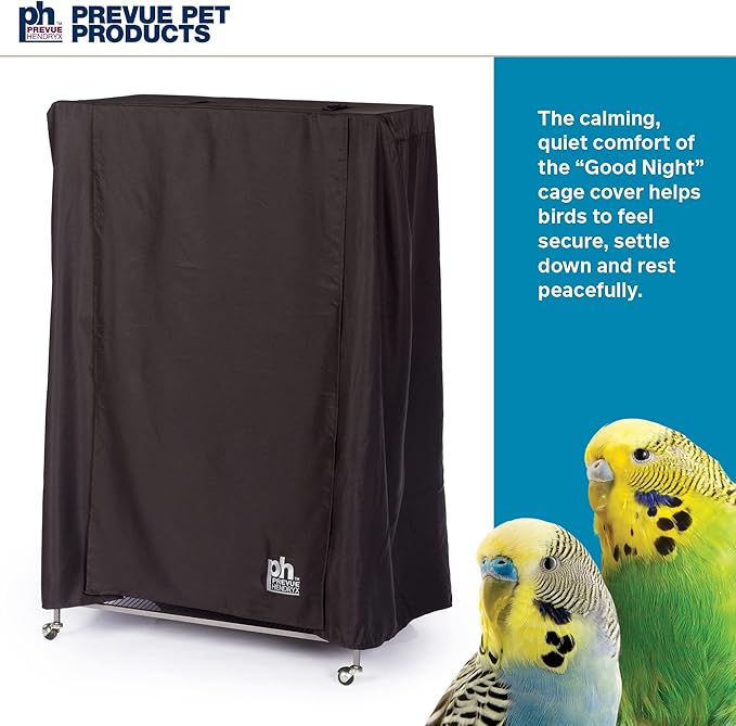 Prevue Pet Products Extra Large Bird Cage Cover - Good Night Cage Cover, Bird Accessories, Blocks Light, Breathable Nylon Fabric, Fits a Variety of Cage Sizes - Black, Size Large