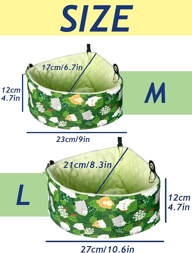 All Season Bird Nest Bed, Small Animal Hammock,Hanging Bird House,Snuggle Hut for Parakeets Budgies Caique Conures Cockatiels Rats Rabbits (Green, M)