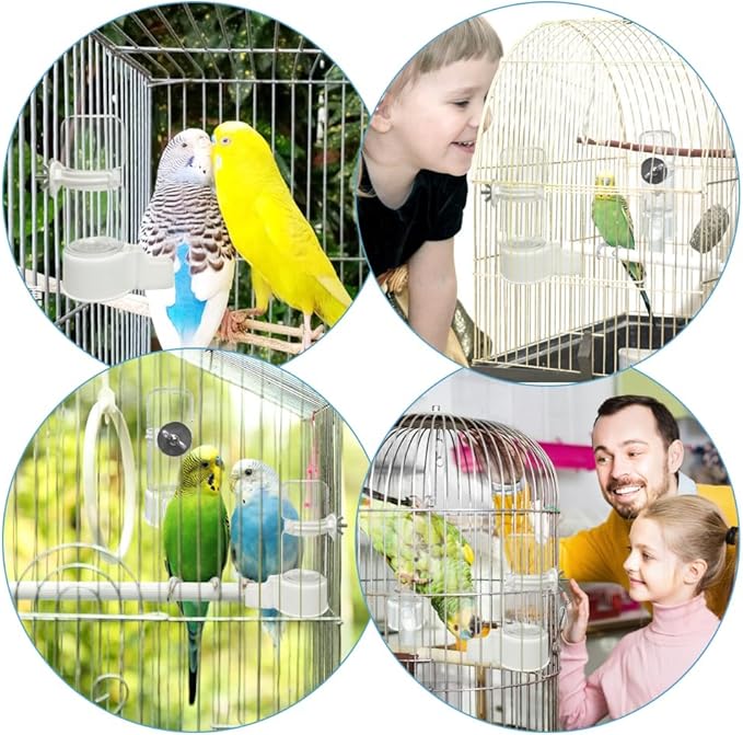 2 Pcs Automatic Pet Bird Water Feeder, Water Dispenser for Cage, Bird Cage Suspended Automatic Water Dispenser, Parrot Feeders for Parakeet Budgie Cockatiel Lovebirds Canary Finch