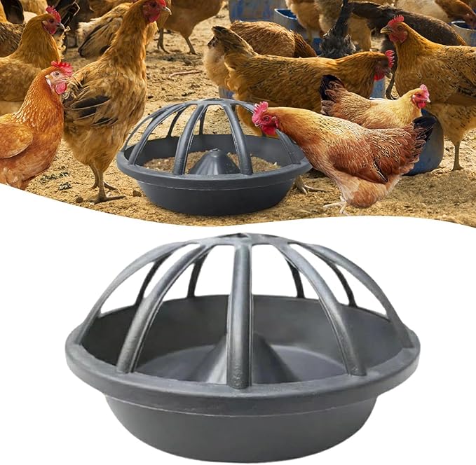Chicken Feeder Bird Feeding Bucket,Animal Husbandry Supplies,Goose Feeder Dispensing Feed Tray,Large Capacity for Chook Hen, 12 Holes