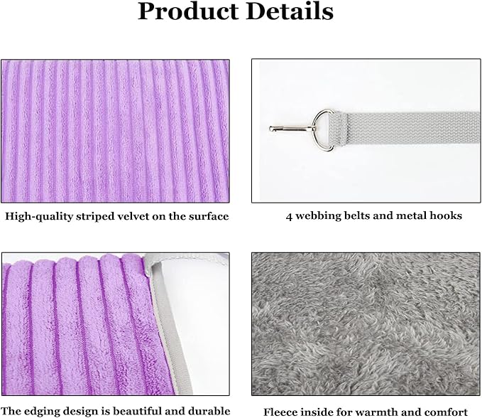 Small Animal Hammock Tunnel Bed, Warm Hamster Nest in Winter, Hanging Tunnel Hammock Toys for Guinea Pigs, Ferrets, Sugar Gliders(Purple)