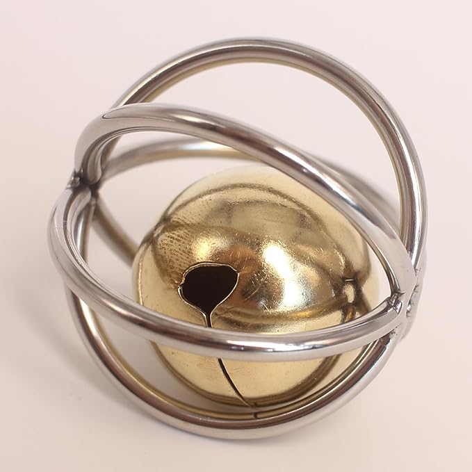 Fosrion Heavy Duty Stainless Steel Bird Toy for Small and Medium-sizid Parrots - Chew-Proof Foraging Ball with Bell for Macaws, Cockatoos, African Greys (Small)