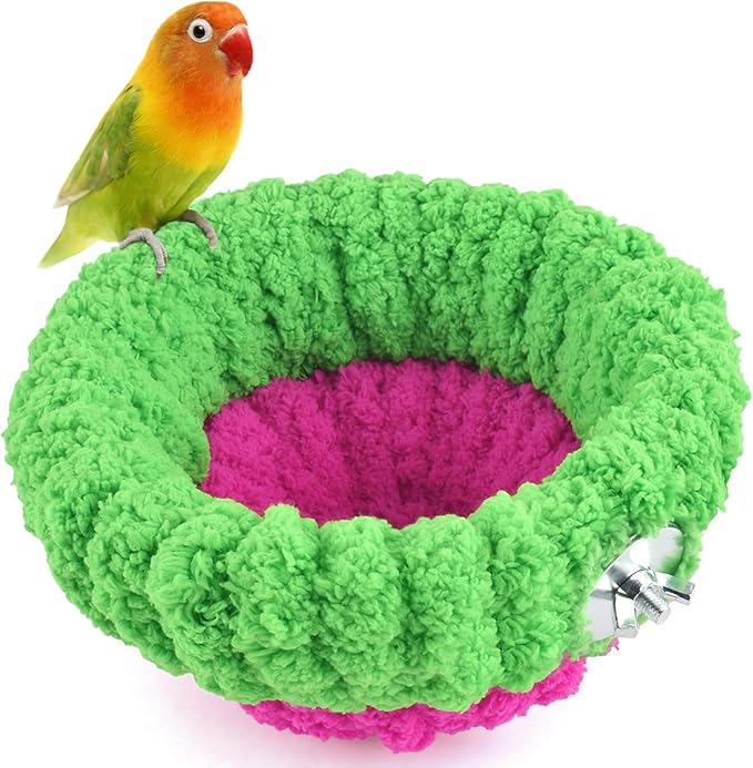 KATUMO Bird Nest, 7inch Small Parrot Breeding Bed for Budgie, Parakeet, Cockatiel, Conure, Lovebird, Canary, Finch Birds (Green/Rose, Large)