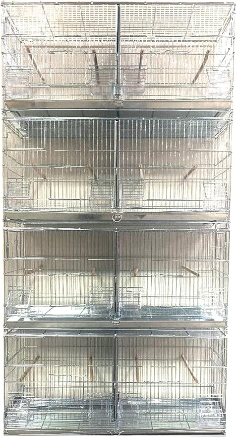 Combo: Galvanized Zinc Plated Stack & Lock Breeder Bird Flight Cage Breeding Nest Door Removable Divider with Rolling Stand (ADD ON 26.5"x11"x15"H-LOT-4, Galvanized Zinc Plated)