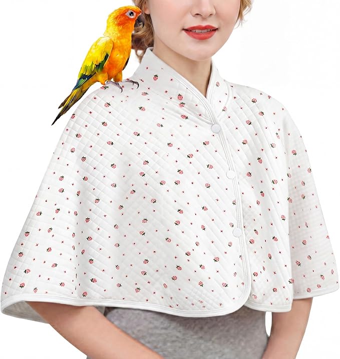 QBLEEV Parrot Anti-Scratch Shoulder Protector, Bird Diaper Poop Cover Pad for Parakeets Cockatiels Conures, Cotton Shawl Cape for Birds to Stand on Shoulders, Pet Arm Guard for Lovebirds Finches