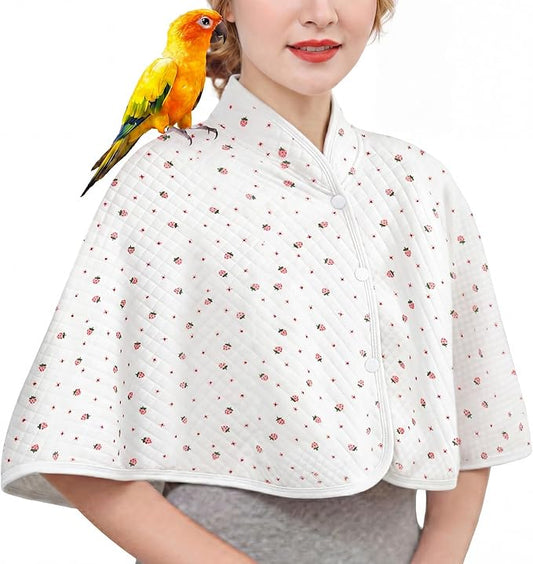 QBLEEV Parrot Anti-Scratch Shoulder Protector, Bird Diaper Poop Cover Pad for Parakeets Cockatiels Conures, Cotton Shawl Cape for Birds to Stand on Shoulders, Pet Arm Guard for Lovebirds Finches