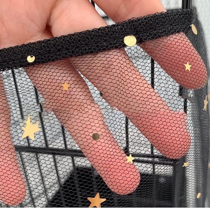 TJCGCKK 2 PCS Mesh Bird Cage Seed Catcher Birdcage Cover Bird Cage Skirt Guard Mesh Netting Twinkle Star for Round Square Cage