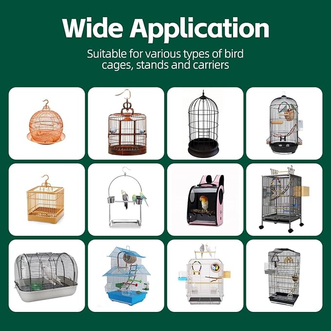 MANON ROSA Bird Cage Liner Papers,100pcs Disposable Non-Woven Parrort Cage Liner, Precut Absorbent Leakproof Bird Carrier Cleaning Birdcage Accessories (Rectangular (15''L×10.6''W))
