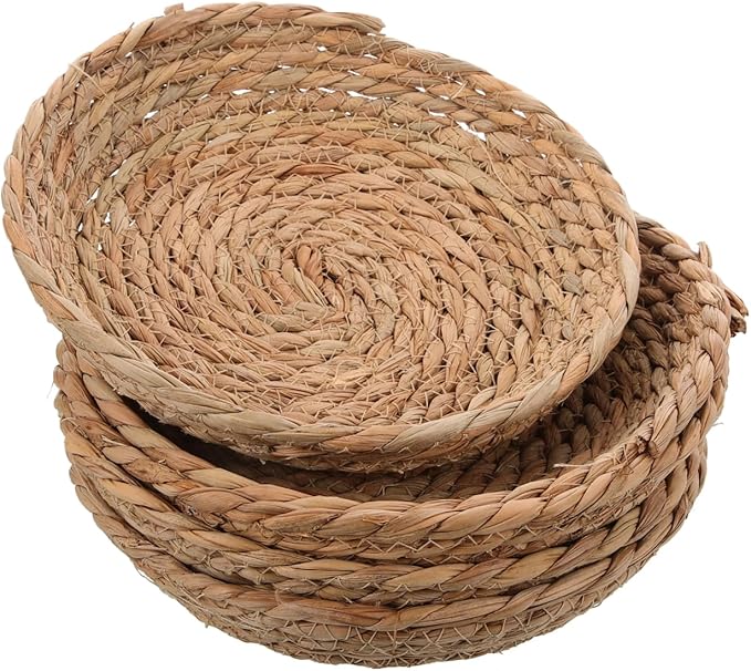 Toddmomy 5pcs Handmade Woven Bird Spawning Nest Flat Base Straw Bird Nest Bed Hatch Roosting for Dove Pigeon Parrot Turtle Quail Sparrow Bird Small Animal Breeding