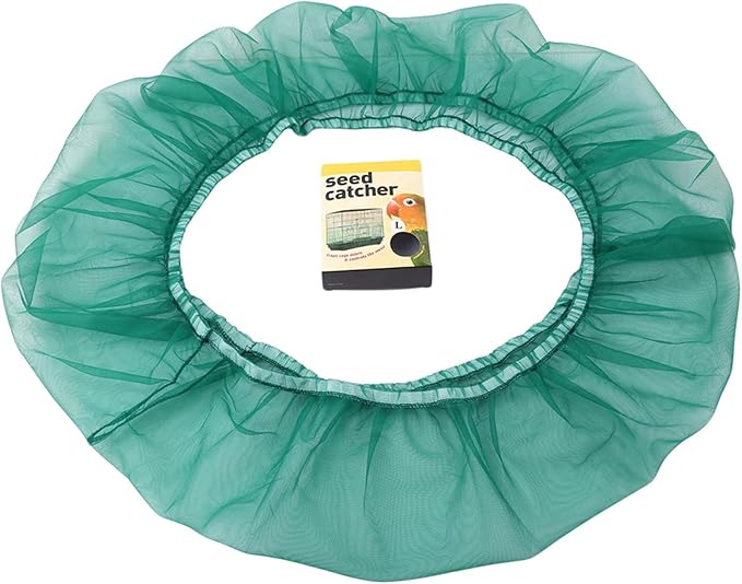 Bird Cage Seed Catcher, Stretchy Form Fitting Mesh Skirt Cover for Parrot Enclosures, Light and Breathable Fabric, Prevent Scatter and Mess,66 * 28Cm Green