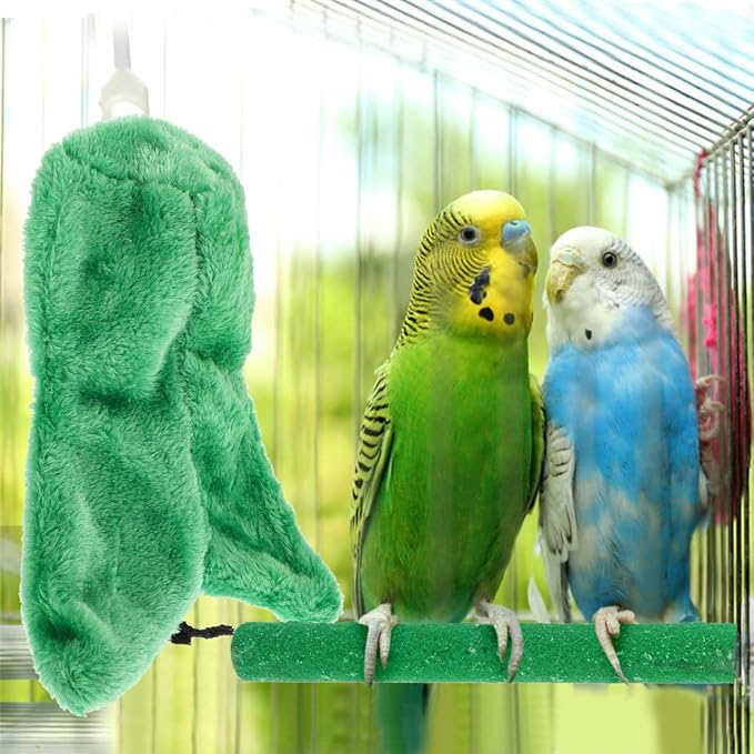 FOMIYES Bird Cozy Corner Fleece, Bird Blanket, Parrot Cage Snuggle Hut, Warm Bird Nest for Parakeets Cockatiels Lovebirds Green