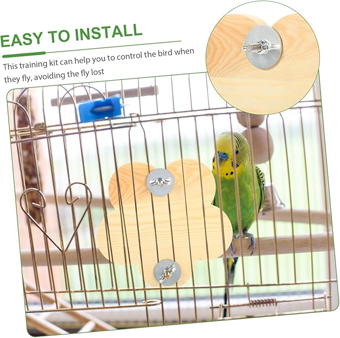 Mipcase 2pcs Wooden Parrot Perch with Mirror Decorative Bird Stand for Parrots Pets and Bird Cages for Training and Playtime Activities