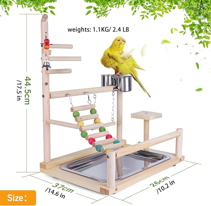 Wooden Bird Stand for Parrots, Parakeet, Cockatiel (14.57 * 10.24 * 17.32IN)