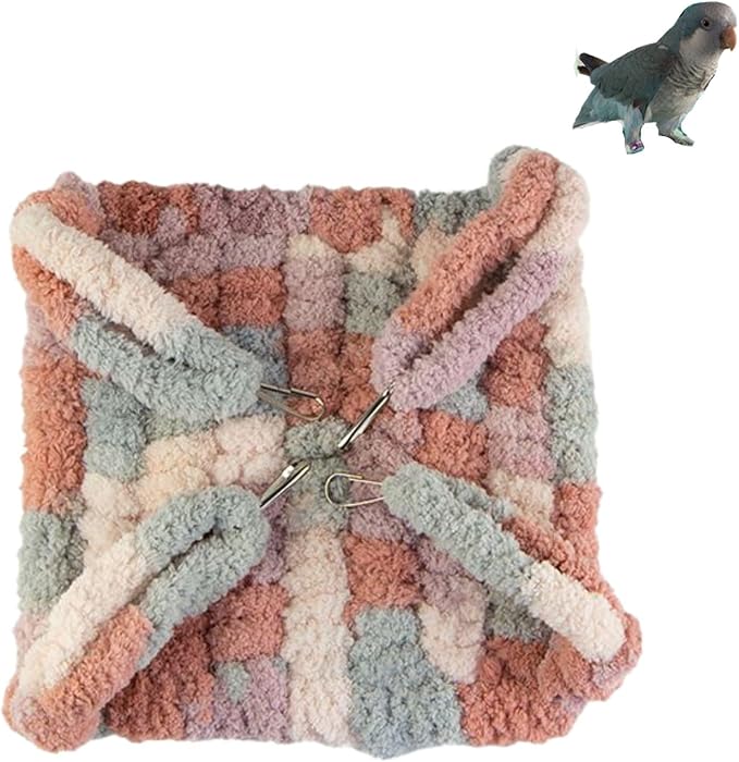 Bird Plush Perch Swing Four Season Warm Hammock Nest Bed for Parrot Budgie Parakeet Cockatiel Lovebird