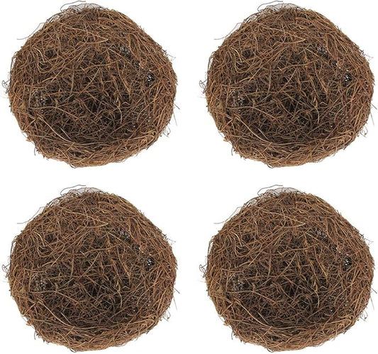 Artificial Birds Nest, 4 Set Handmade Rattan Birds Nest Decor with Foam Eggs for DIY Crafts Garden Yard Home Party Easter Decoration