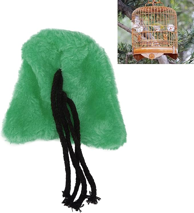 Parrot Warm Plush Fleece Bird Blanket Cuddle Nest Sleeping Nest Birds Cage Hanging Bed House for Parakeet Cockatiel(S Green)
