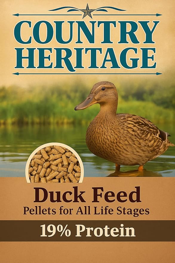 Country Heritage Duck Feed – Pellets for All Life Stages (19% Protein with Prebiotics & Probiotics, Do Not Float) (10 Pounds)