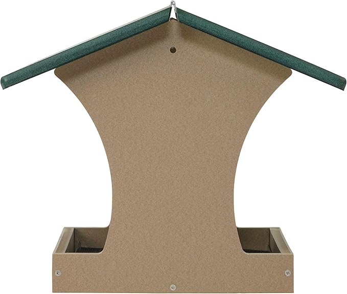 Birds Choice SN300 Two-Sided Hopper Feeder, Recycled Bird Feeder, Large, Taupe/Green