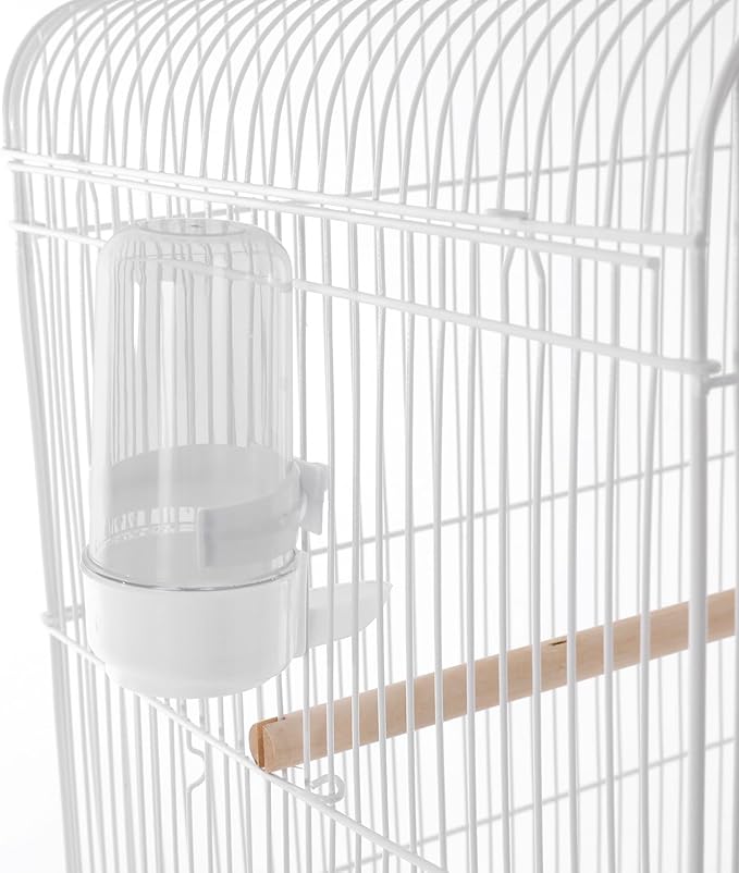 Large Bird Cage with Rolling Stand, Parrot Cage for Parakeets Cockatiels Conures, Heavy Duty Metal Birdcage with Wheels, Removable Tray & Storage Shelf for Indoor Use (White)