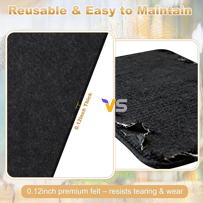 39x39 Inch Bird Cage Floor Mat, Under Pet Cage Mat for Large Bird Cage, Dog Kennels, Absorbent/Waterproof and Non Slip Felt Mat, Protect the Floor, and Easy to Clean