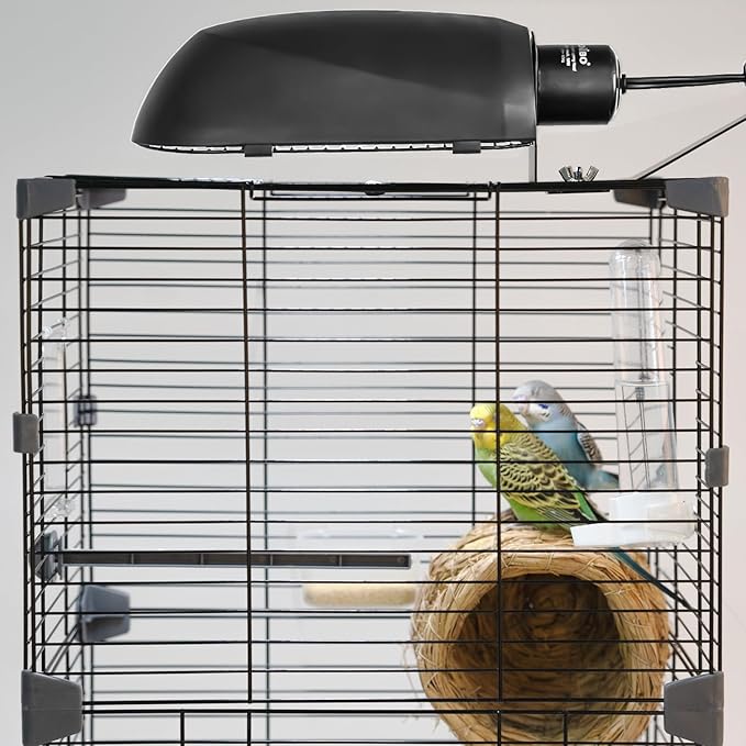 Bird Cage Light Fixture Combo Kit, AvianSun Lamp Hood with 2.4% UVB UVA 20W Compact Fluorescent Bulb for All Kinds Captive Birds