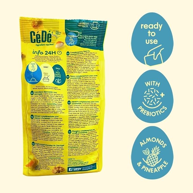 Cédé Nuts and Fruit Coarse 400g - 2 Pack Egg Food for Canaries, Budgies, Parakeets, and Other Exotic Birds. Food Supplement for Parrots. Promotes Health With Prebiotics and Essential Proteins