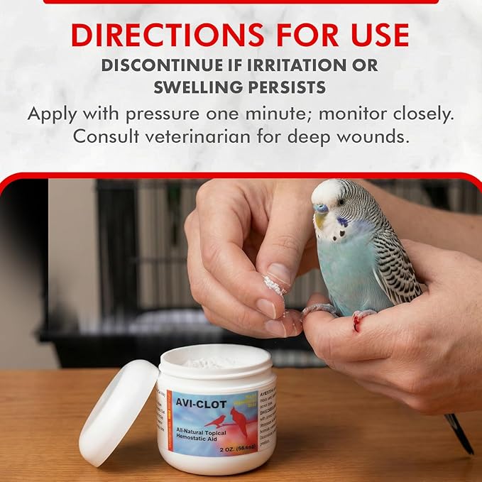 Morning Bird AVI-Clot 2 oz – Fast Bleeding Control for Cuts, Quick-Stop Powder for Dogs, Small Pets & Over-Trimmed Nails, Blood-Clotting Powder for Wound Healing