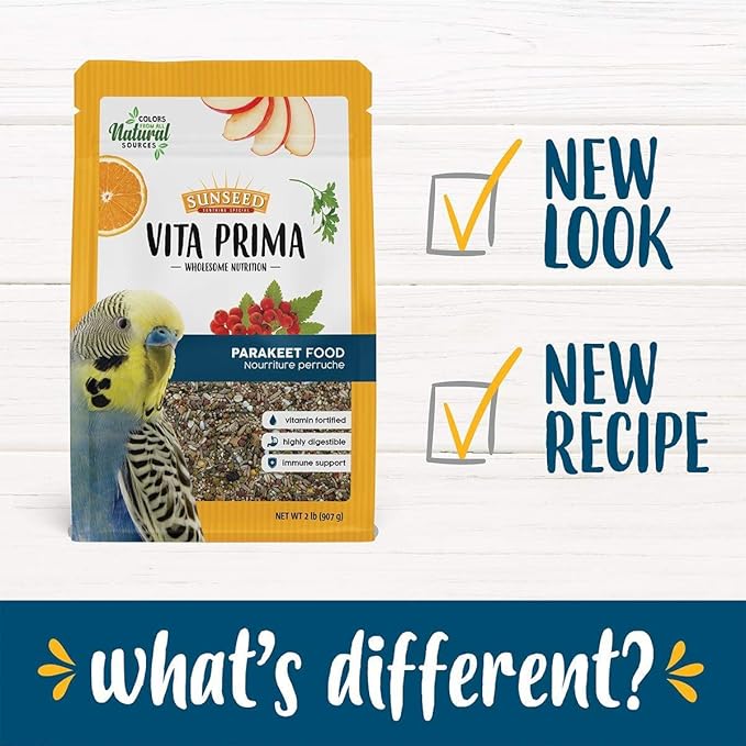 Sunseed Vitakraft Vita Prima Cockatiel and Lovebird Food 3 lb Bag with Wholesome Daily Nutrition Natural Seeds Grains Fruits and Vegetables Fortified with Vitamins Minerals for Strong Healthy Birds