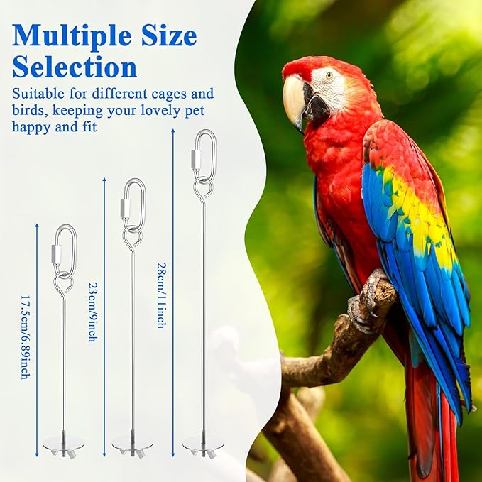 3 Pcs Bird Cage Food Holder, Stainless Steel Fruit Vegetable Skewer Bird Feeder for Cage Hanging Foraging Toys for Parrot Parakeet Small Animals Birds Cage Accessories