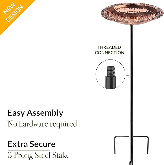 Good Directions Polished Copper Bird Bath on Garden Pole 13"