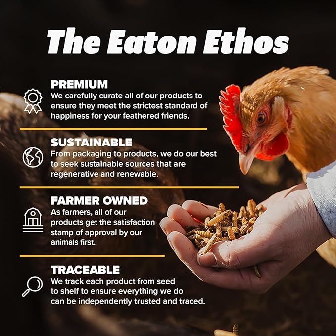 Eaton Pet and Pasture Premium Grubs, USA Grown Dried Black Soldier Fly Larvae, High Calcium Treat for Chickens, Ducks, Wild Birds (5 LB)