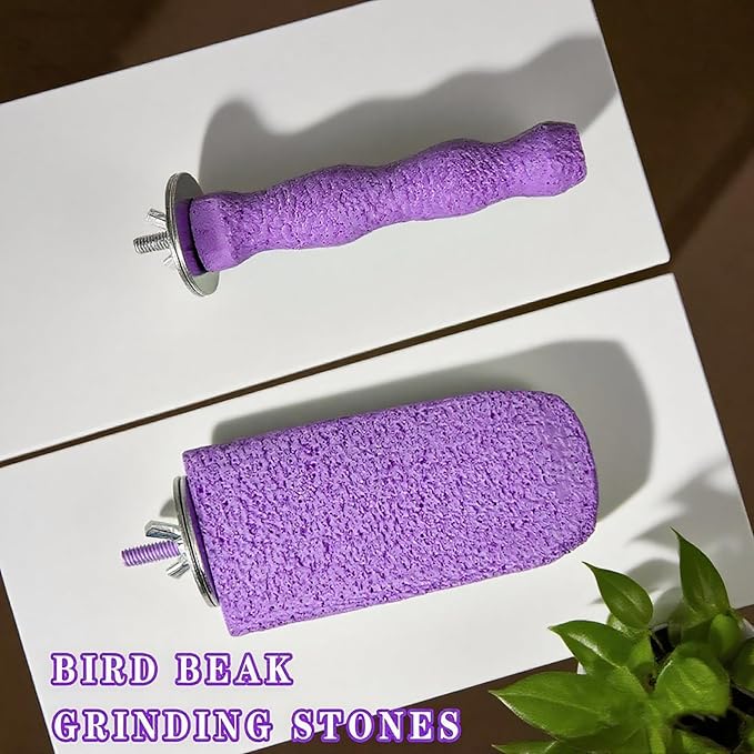 2PCS Bird Beak Grinding Stones, Parrot Perch, Non-Slip Claw Trimmer Chew Toys for Cockatiels, Budgies, Conures, Parakeets, and Other Small to Medium Parrots