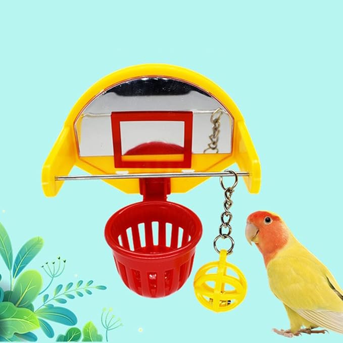 Funny Parrot Birds Basketball Hoop Props Parakeet Chew Toy, 9.3*11