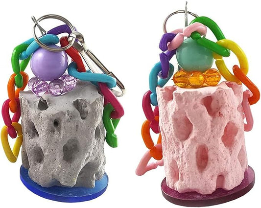 2Pcs Bird Calcium Teeth Grinding Chew Treats Bird Beak Grinding Stone Toy for Parrot Parakeet Cockatiel Chinchilla Rabbit Gerbil Mouse Hamster