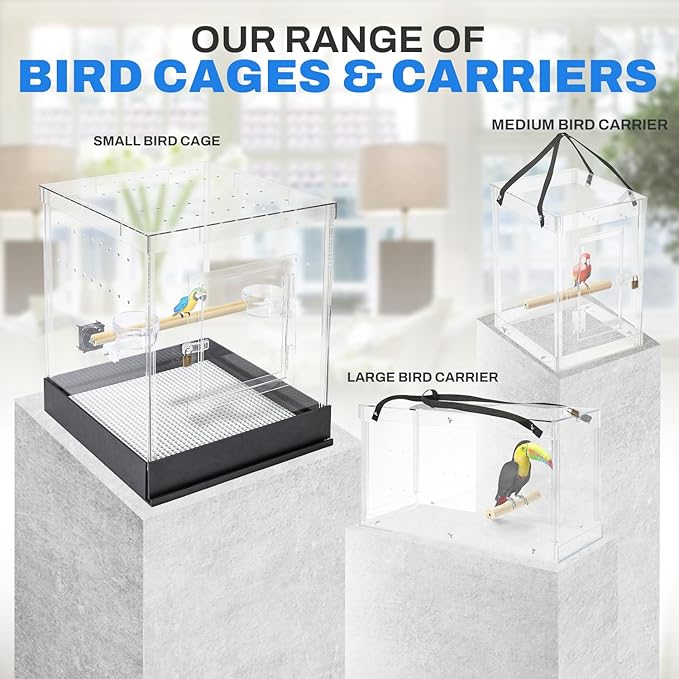 PENNZONI Macaw Acrylic Carrier, Large Bird Carrier, Crystal Clear Acrylic Bird Carrier, Bird Travel Carrier, Acrylic Bird Transporters