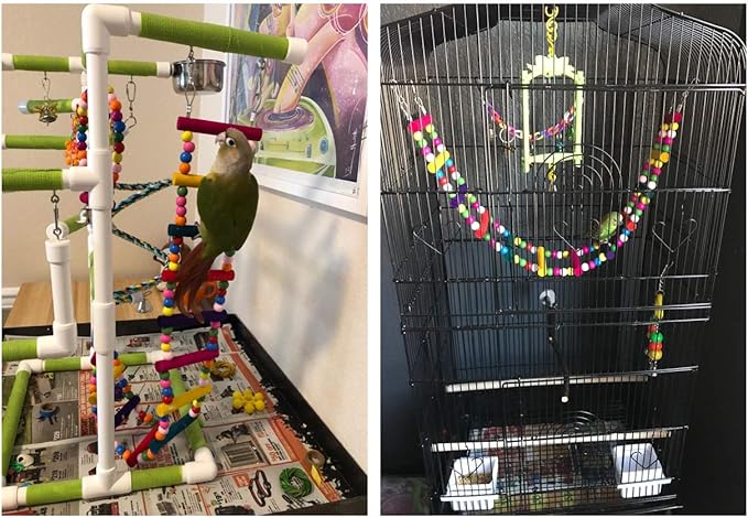 DS. DISTINCTIVE STYLE Bird Ladder Toys Coloured Flexible Parrot Swing Bridge Wooden Cockatiel Cage Hanging Climbing Ladder