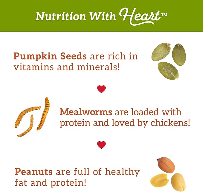 Love My Girls: Chicken Snacks - Pumpkin & Worms - 2lb Bag - Global Harvest, Gourmet Multi-Grain Treats, Corn-Free, Nutritious & Protein Rich Mealworms