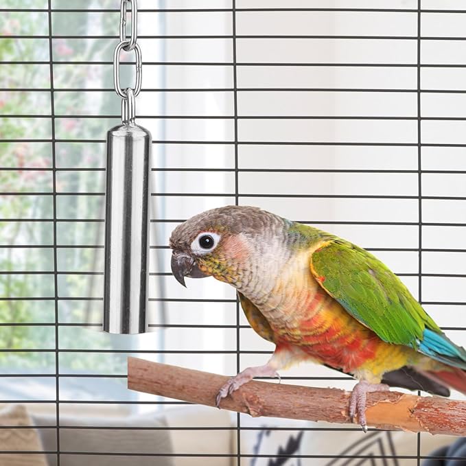 Hypeety Stainless Steel Bells Toy for Bird Parrot Macaw African Greys Amazon Eclectus Cockatoo Parakeet Cockatiels Birds Squirrel Cage Stand (S)