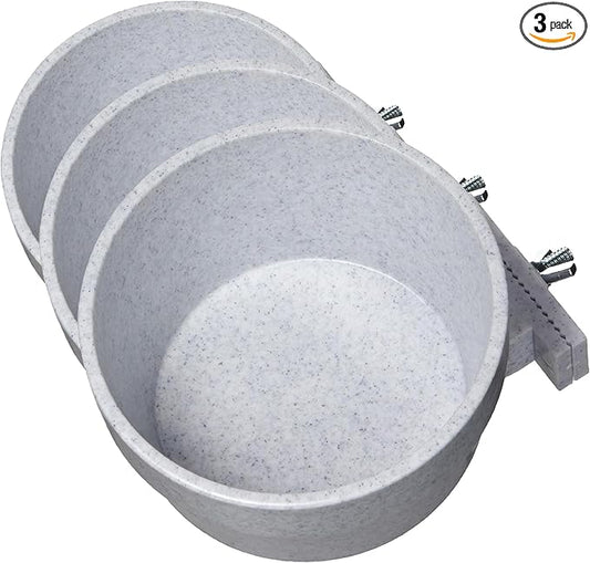 Lixit Quick Lock Removable Cage Bowls for Rabbits, Guinea Pigs, Gerbils, Ferrets, Dogs, Cats, Birds, and Other Small Animals - Made in USA (Gray,20 Ounce), (Pack of 3)