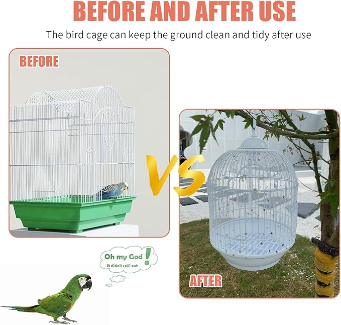 2-Piece Universal Bird Cage Cover in Black and White with Stars and Moon Patterns, Adjustable Soft and Breathable Nylon Net Cover,Bird Cage Seed Catcher Parrot Cage Net Skirt.