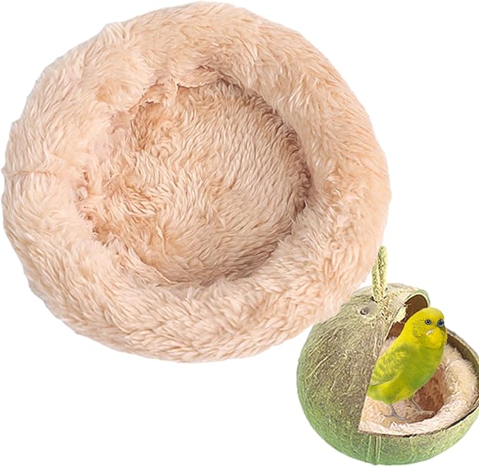 Bird Cotton Nest, 4.33in Bird Sleeping Tool with Thickened Edge Shell Parrot Warm Nest Mat Warm Pad for Lovebirds, Budgies, Parakeets, Cockatiels Medium Size Bird Accessories