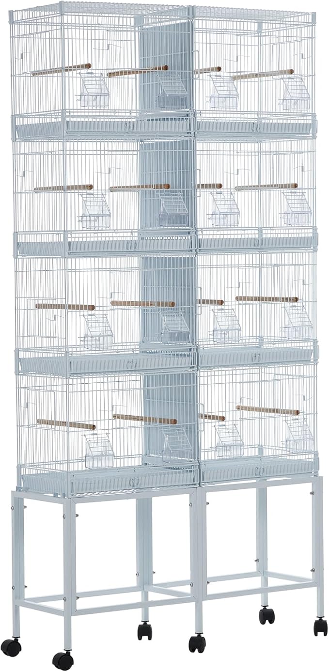 Extra Large Bird Cage Metal Parrot Cage for Mid-Sized Parrots Cockatiels Conures Parakeets Lovebirds Budgie Finch, White