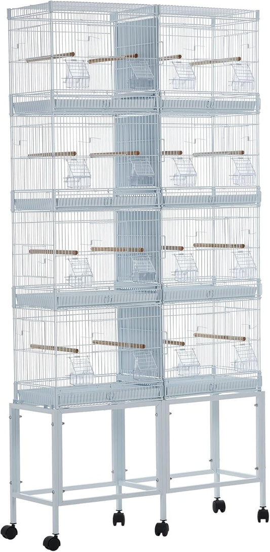 Extra Large Bird Cage Metal Parrot Cage for Mid-Sized Parrots Cockatiels Conures Parakeets Lovebirds Budgie Finch, White