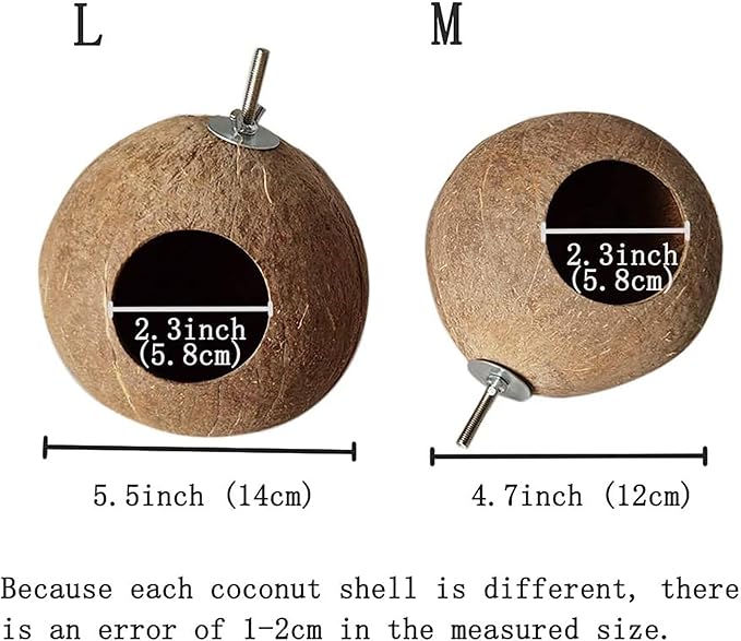 OMEM Bird Coconut House,Hamster House,Coconut Shells can Fixed in Bamboo, Birdcages, Hamster Cages (M)